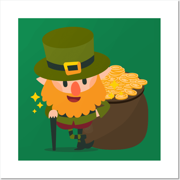 Goblin St. Patrick's Day Gold Pot Gift Ireland Wall Art by Littlelimehead